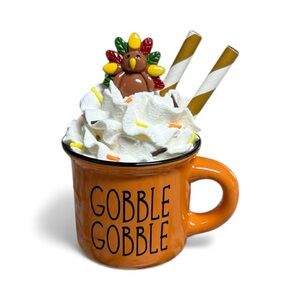 Mini Pumpkin Faux Hot Chocolate Mug Fall Tiered Tray Decor